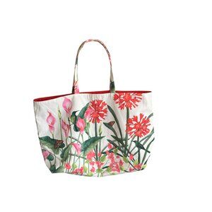 Estée Lauder Floral Tote Bag Butterflies Bird Print  Weekender Bag Colorful